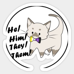 He/They Pronouns Kitty (v2) Sticker